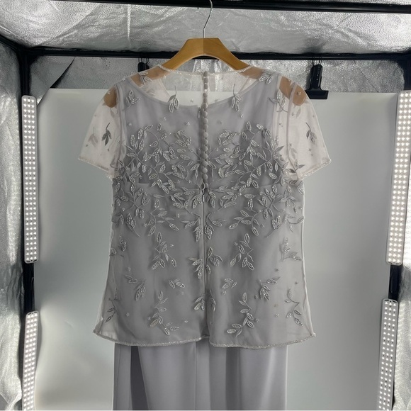 Bob Mackie Light Grey 3- piece Mother of Bride/ Groom dress with Jacket Size 10 - Picture 6 of 15